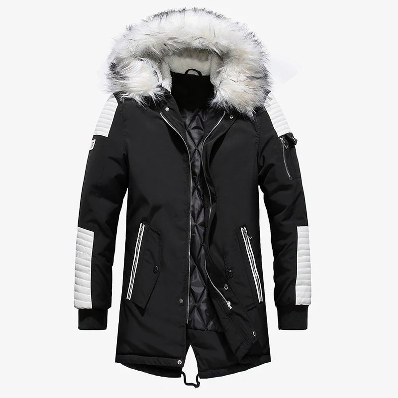 Men's large fur collar long cotton coat thick men's long cotton jacket winter ready warm stylish and comfortable — photo 3