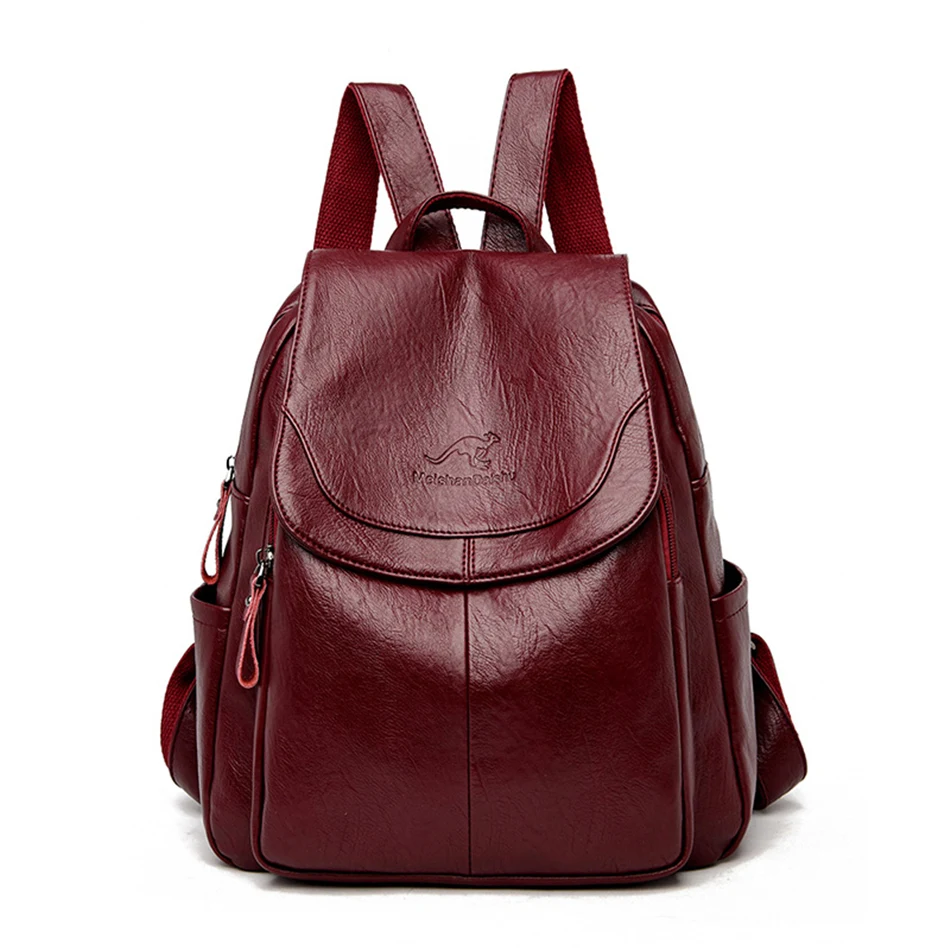 Title 4, Mochila feminina Xiangfei Kangaroo em couro mac...