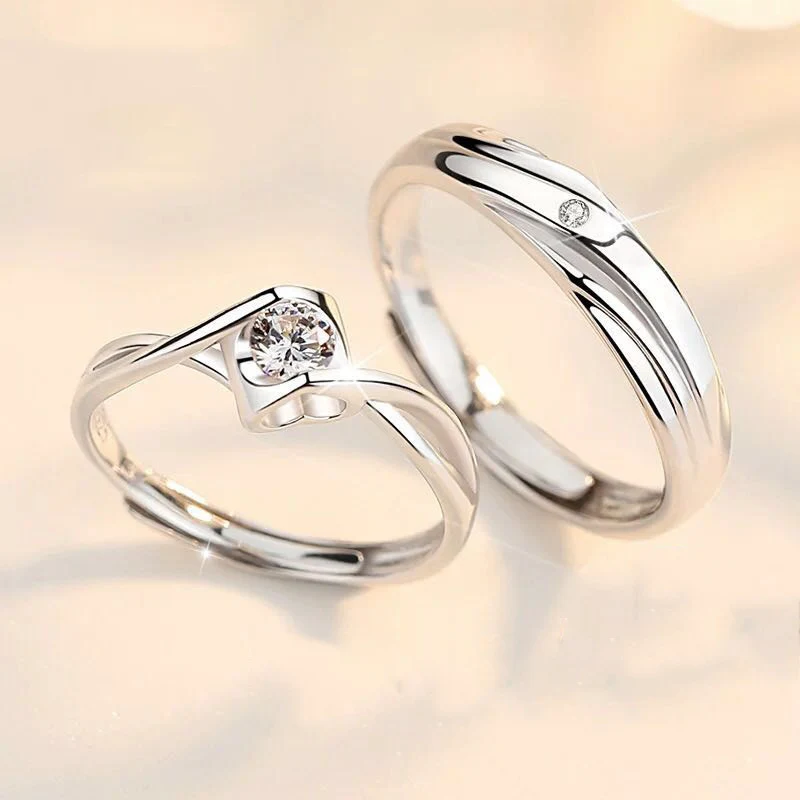Anel de casal S925 True Love Angel Kiss para ele e ela, design apaixonado e elegante, um beijo de anjo para celebrar o amor verdadeiro. — foto 1