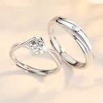 Anel de casal S925 True Love Angel Kiss para ele e ela, design apaixonado e elegante, um beijo de anjo para celebrar o amor verdadeiro. — foto 1