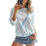 Tie-Dye Print Casual Gola Redonda Manga Comprida Colorblock Moletom Colorblock — foto 2