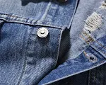 Jaqueta Jeans Masculina Primavera/Outono Lavada Branca Rasgada Conforto e Estilo Casual para um Visual Moderno e Despojado — foto 5