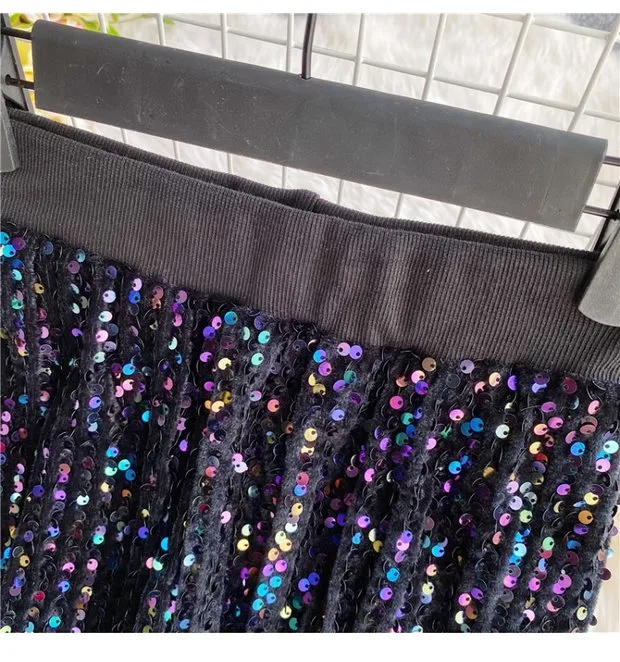 Women's Simple Sequined Gold Velvet Casual Pants, Comfortable and Stylish for Everyday Wear, Perfect for a Touch of Glam — photo 3