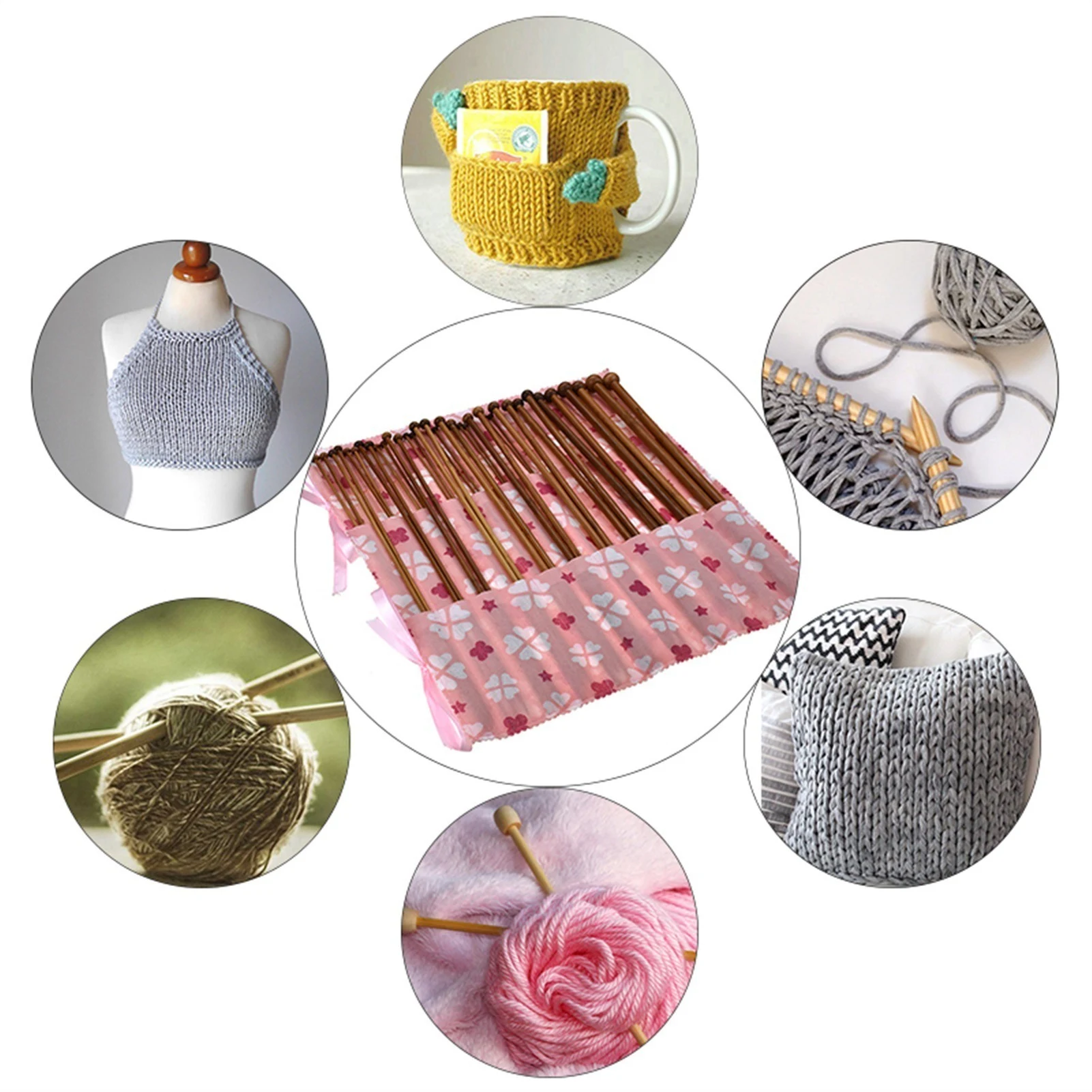 Set di attrezzi per ferri da maglia in bambù, barra per ferri da maglia, aghi. Crea e ripara maglioni con facilità e precisione. Per ogni progetto di maglieria. — foto 4