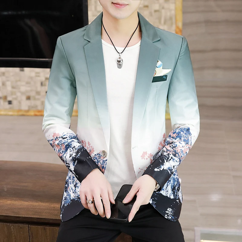 Jaqueta Floral Casual Slim Masculina Estilo Moderno Conforto e Elegância Perfeita para um Look Casual Sofisticado Ideal para Diversas Ocasiões Leve e Fresca — foto 1