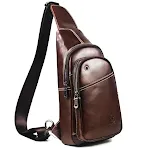 Bolso de pecho de cuero para hombre estilo coreano moderno. Piel de vaca de primera capa, bandolera, mensajero, ideal para llevar tus esenciales. — foto 5