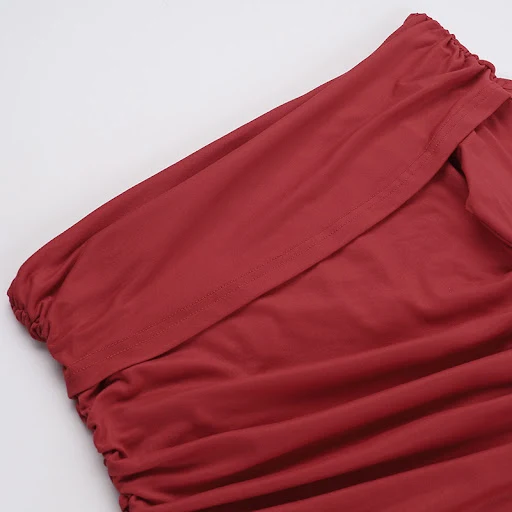 Title 2, One-shoulder Pleated Long Sleeve Dress Women