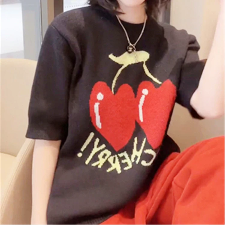 Title 7, Womens Spring Cherry Design Niche Pullover Swe...