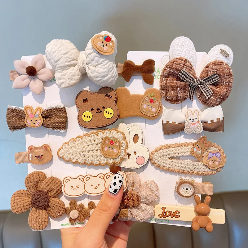 Presilha de cabelo Urso Coelho Pelúcia Amor Coração Flor Acessórios, adicione fofura e charme ao seu penteado com amor. — foto 7