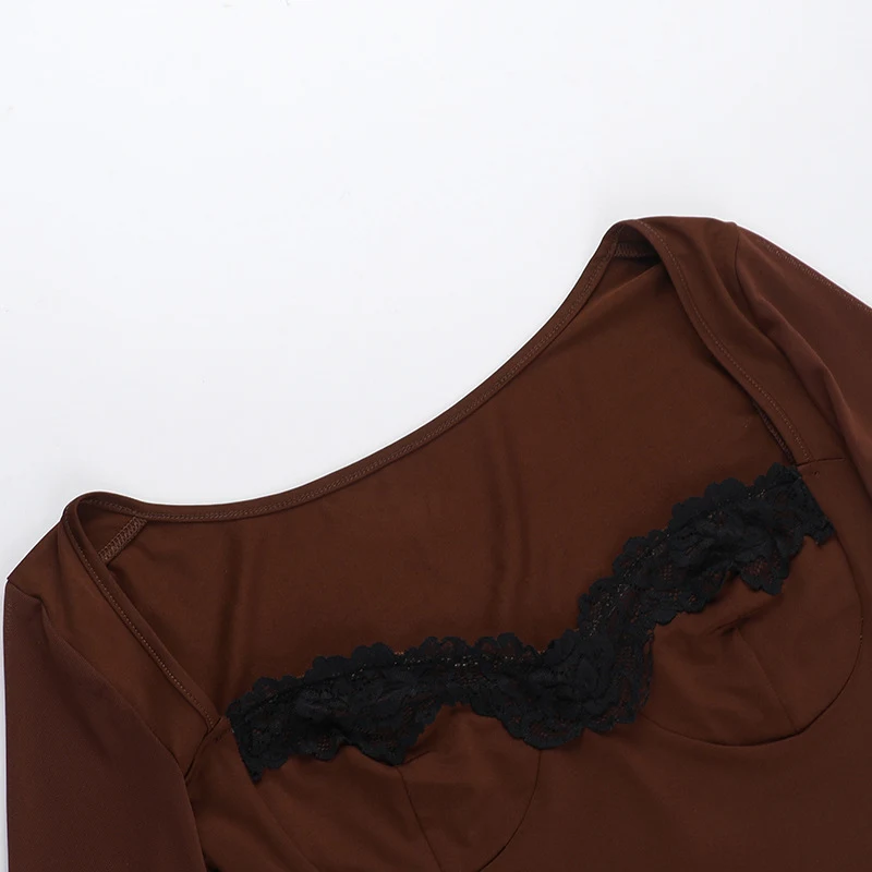 Title 19, Elegant Slim-fit Long Sleeve Lace Sheath Mini D...