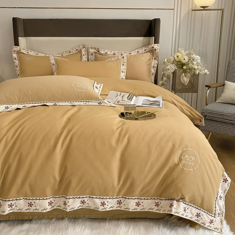 Title 7, Cotton Bed Linen Embroidered Quilt Cover Beddin...