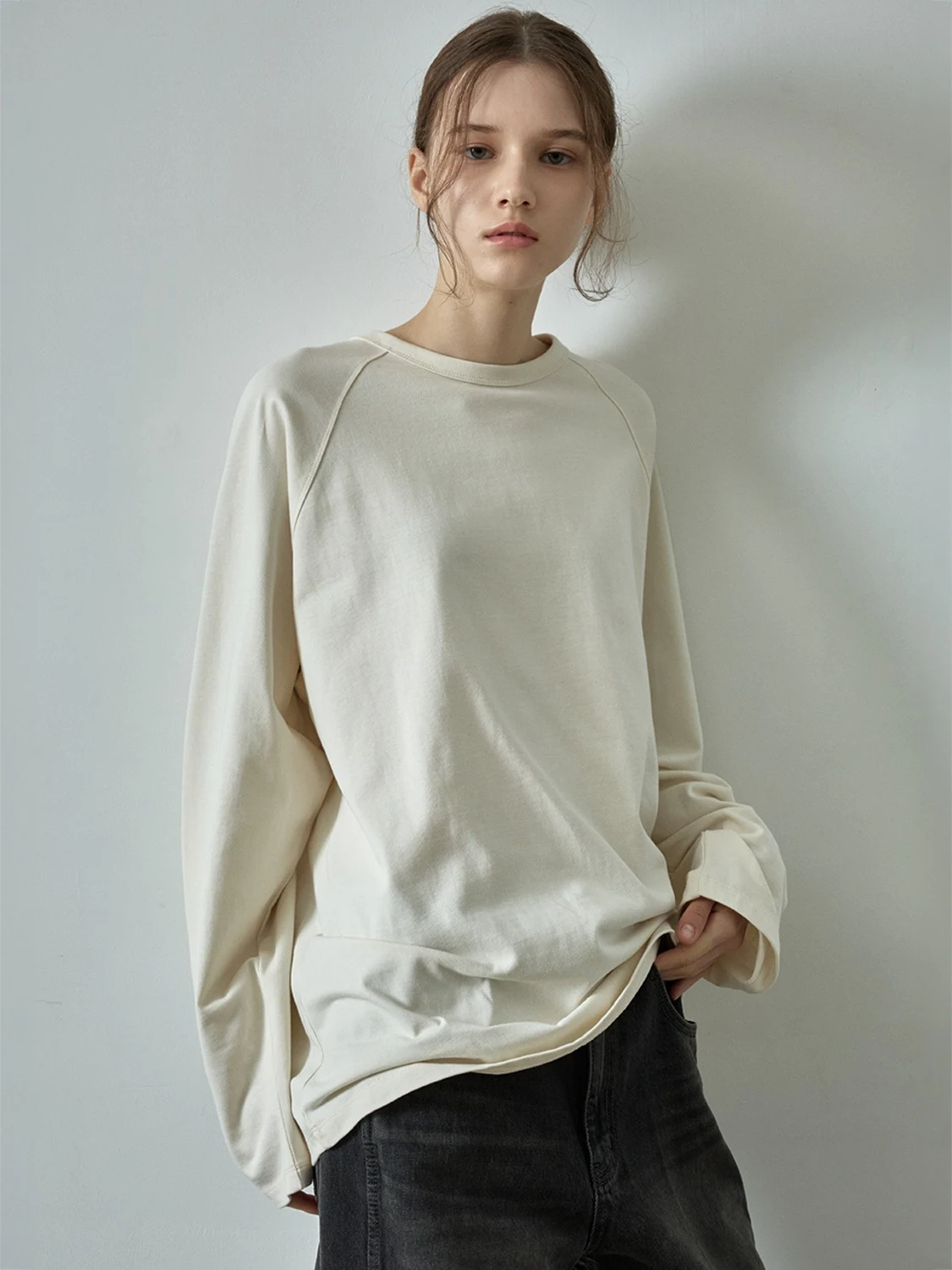 Title 15, Moda Casual Cor Contraste Solto Gola Redonda Ma...
