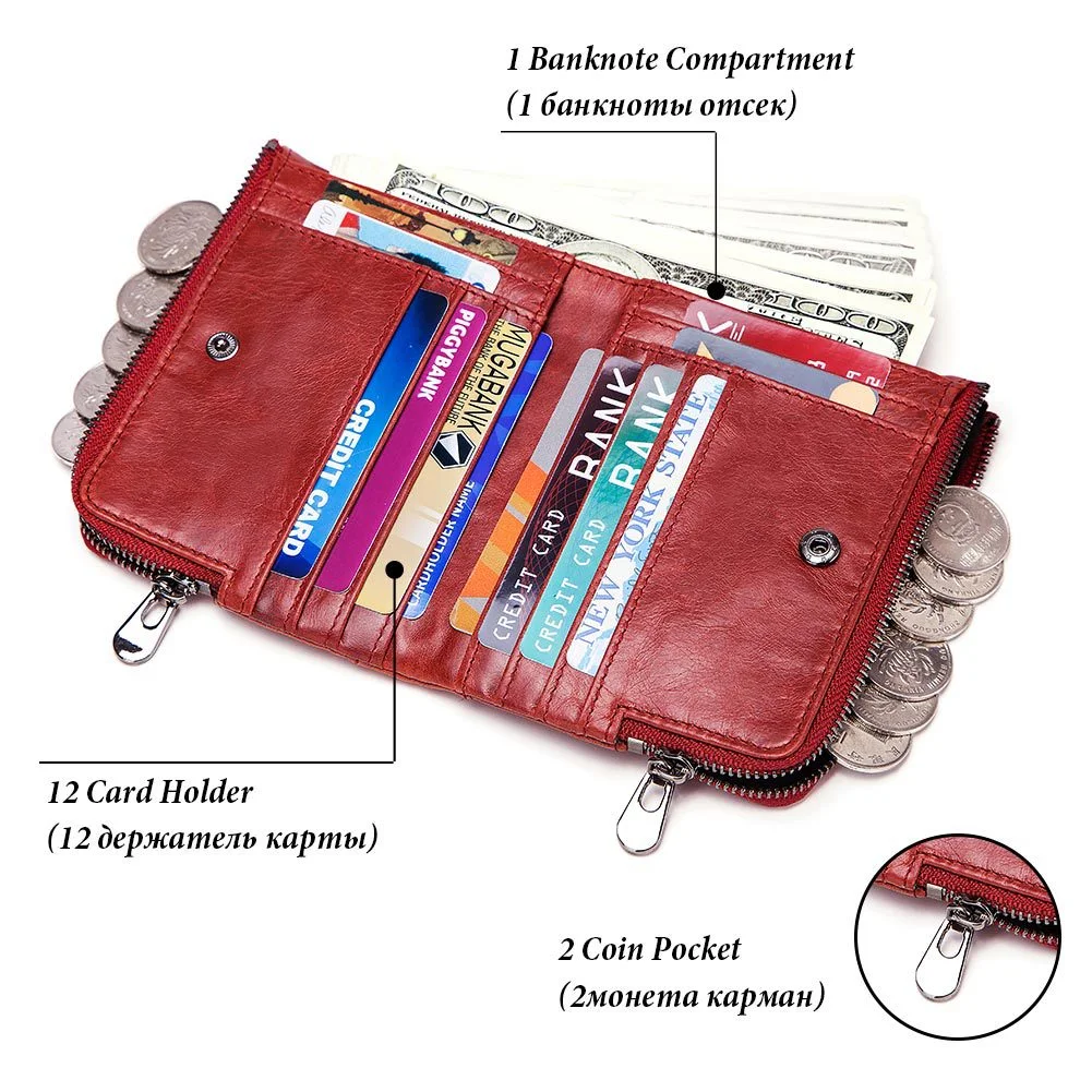 Anti-diefstal RFID leren damesportemonnee Geborsteld Bescherm uw kaarten en contant geld met stijl, elegant design en geavanceerde beveiliging. — foto 1