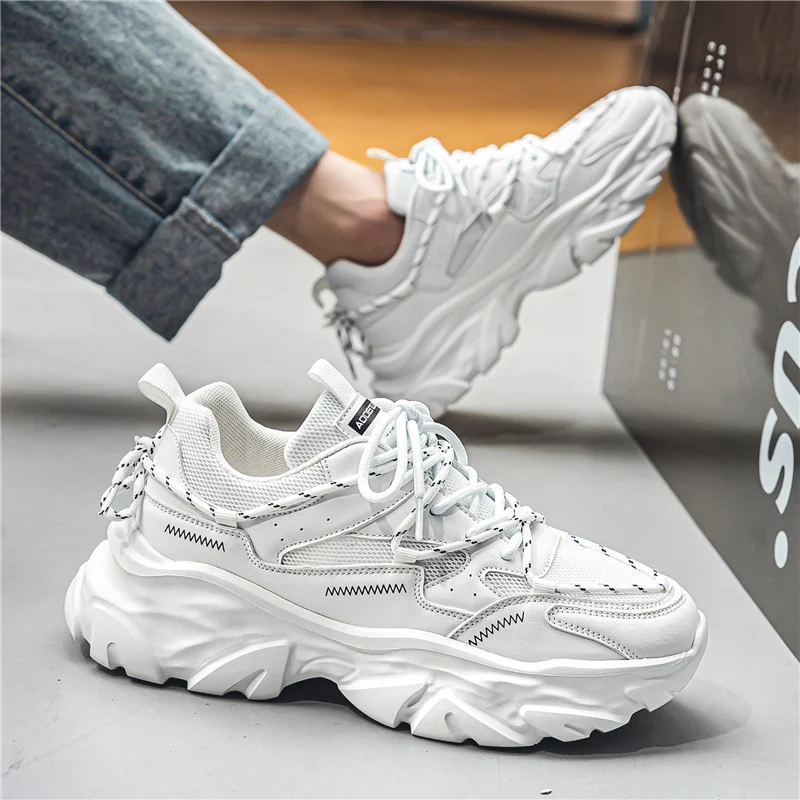 Herren Modische Sportschuhe mit dicker Sohle und Höhenvergrößerung, Schnürung für Paare, Outdoor-Schuhe, abriebfest — foto 7