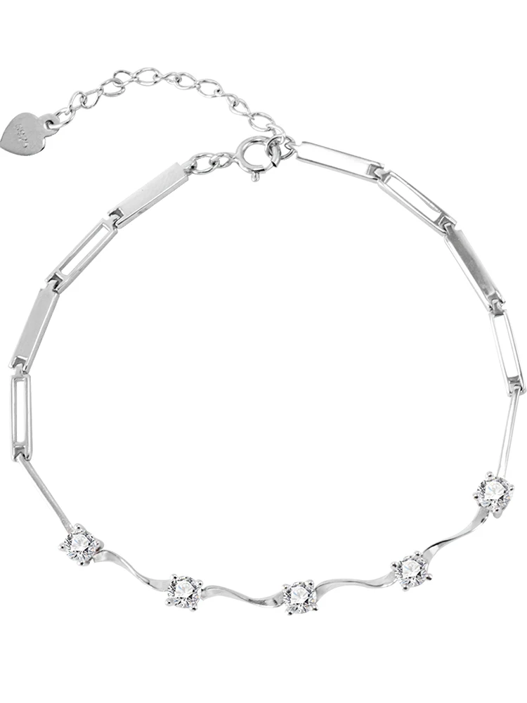 Title 4, Pulseira feminina de prata esterlina, simples e...