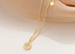 Colar feminino de prata S925 com diamante e elemento de trevo, estilo doce e elegante, corrente delicada para realçar o colo. — foto 6
