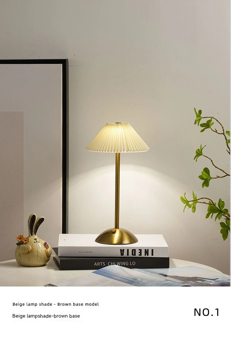 Title 6, Bedroom Bedside Lamp Pleated Atmosphere Chargin...