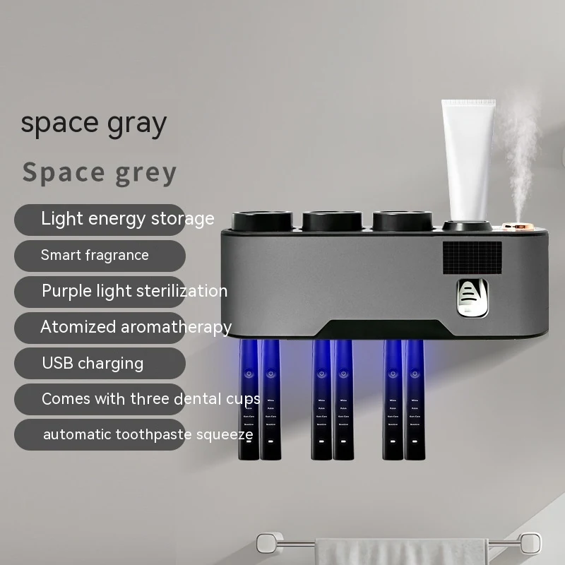 UV Sterilization Rechargeable Light Energy Wall-mounted Electric Tooth Cup Storage Rack, Kills Germs, Organizes Your Bat — photo 16