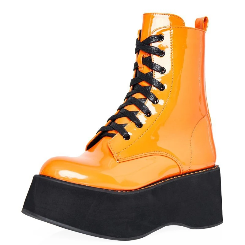 Botas de Cano Curto Femininas Plataforma com Cadarço — foto 4