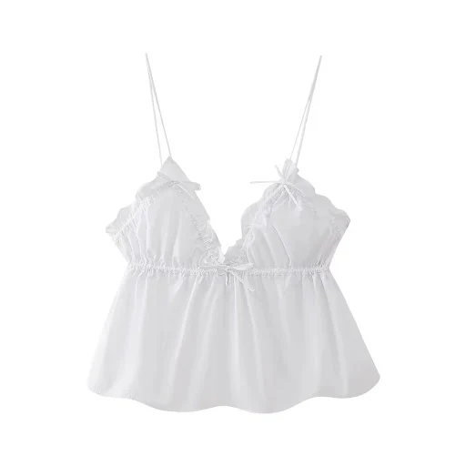 Title 2, Fashion All-matching Solid Color And V-neck Bow...