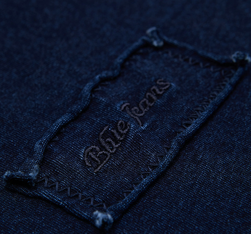 Title 8, Mens Blue Dyed Knitted Denim Long Sleeve T-shi...