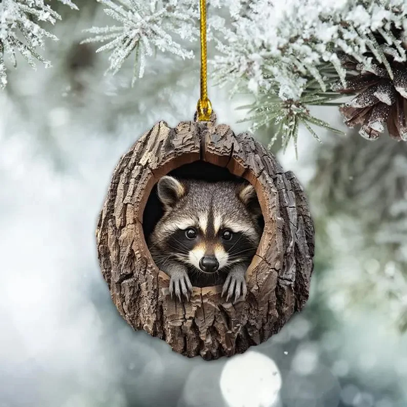 Enfeites de árvore de Natal animais pequenos, impressão plana 2D acrílico, pingentes charmosos para decorar sua árvore. — foto 47