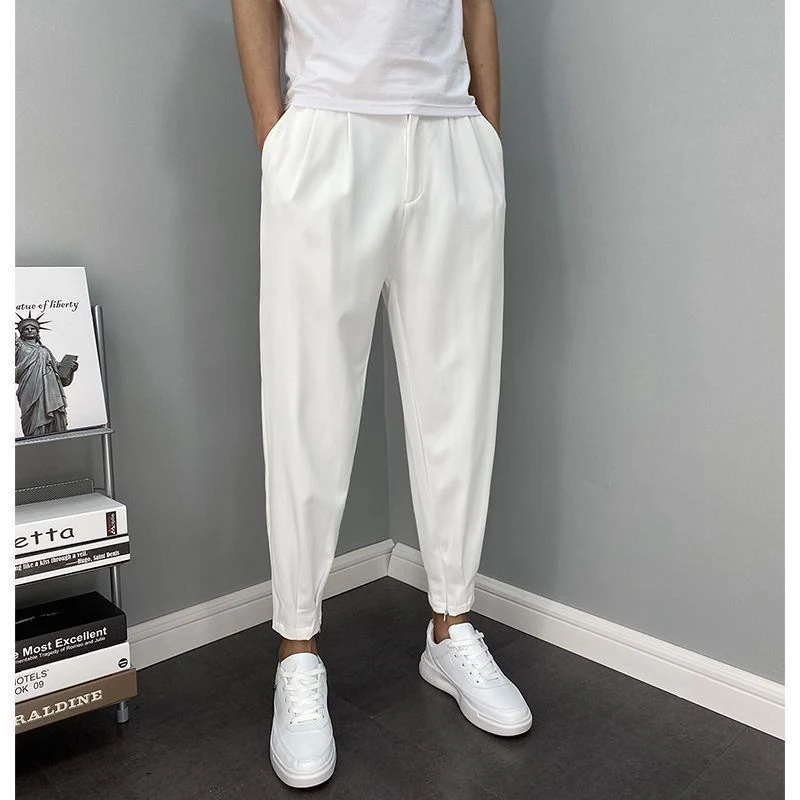 Title 7, Korean Style Cropped Casual Pants, Loose Feet H...