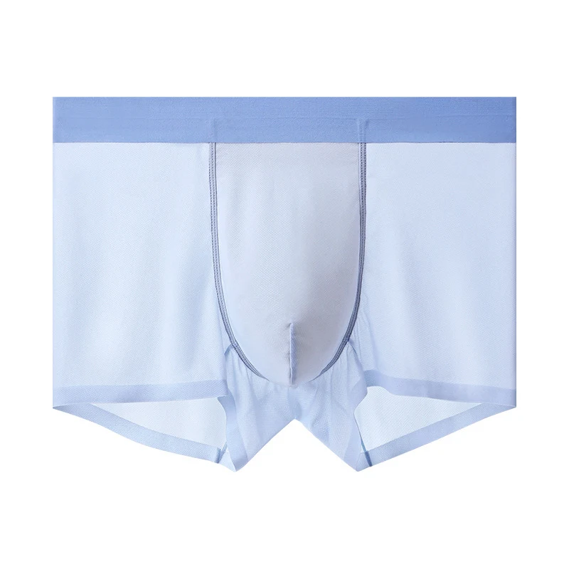 New Style Ice Silk Mesh Breathable Antibacterial Seamless Sexy Men's Boxer Briefs. Experience ultimate comfort and fresh — photo 2