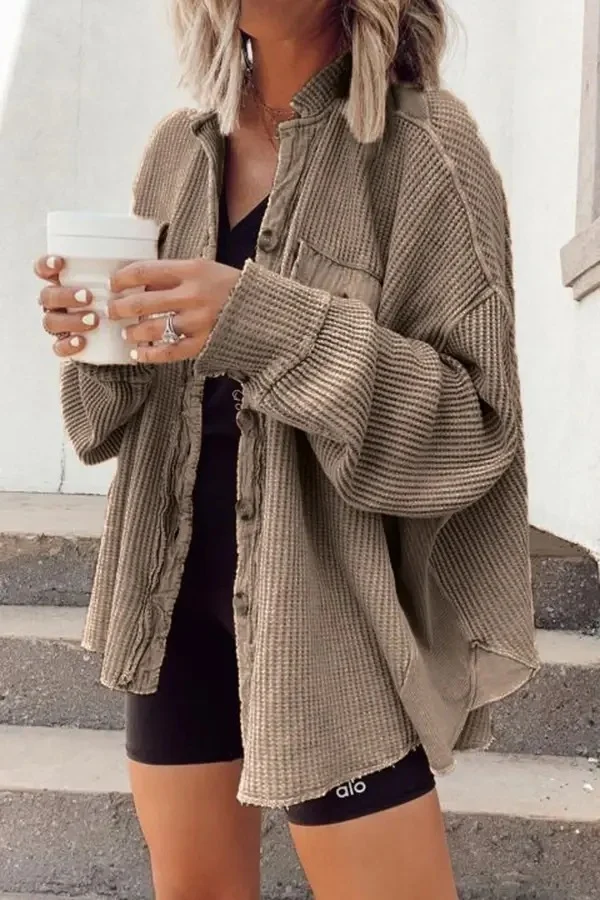 Title 4, Womens Patchwork Irregular Shirt Jacket, a sty...