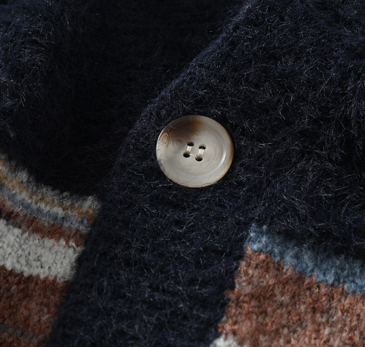 Men's Rainbow Striped Gradient Sweater Cardigan, a comfortable and stylish warm sweater. Perfect for a modern and colorf — photo 11