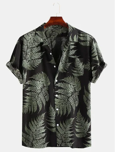 Title 4, Lapel Short-sleeved Floral Shirt