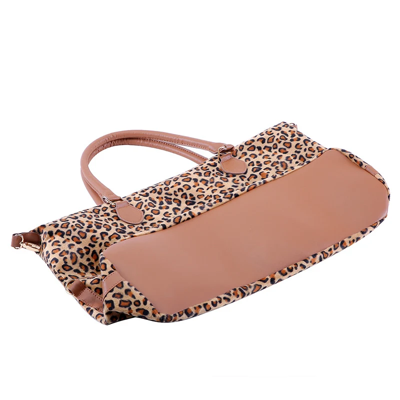 Bolsa de lona feminina com estampa de vaca e leopardo, grande capacidade, ideal para transportar tudo com estilo e praticidade no dia a dia. — foto 6