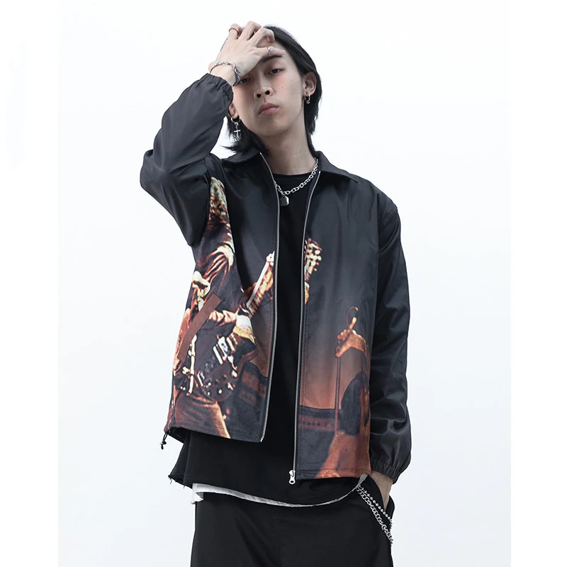 Giacca con stampa rock band per uomo e donna, stile personalità, perfetta per esprimere la tua passione musicale e un look unico. — foto 4