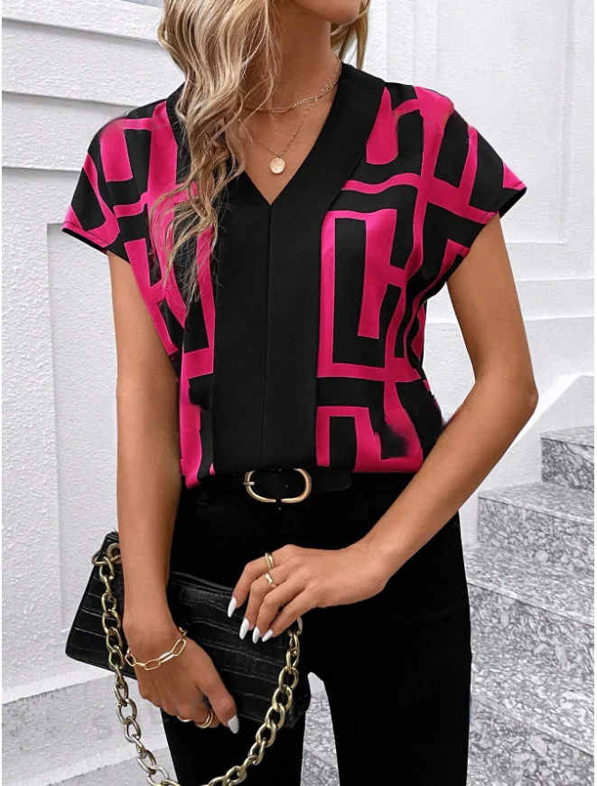 Women's Printed V-neck Shirt — photo 19