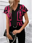 Women's Printed V-neck Shirt — photo 19