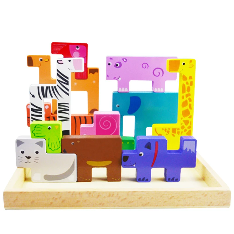 Title 1, Blocchi di costruzione animali in legno per bam...