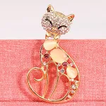 Goldene Katze Brosche mit Diamant-Inlay, koreanischer Stil, modischer Ansteckpin, einfacher All-Match-Kleidungsaccessoire. — foto 4