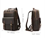 Mochila Retro Masculina de Couro Crazy Horse Grande Capacidade. Ideal para trabalho, viagens e uso diário. Durabilidade e estilo autêntico. — foto 3