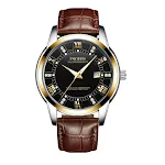 Brown leathergold and black