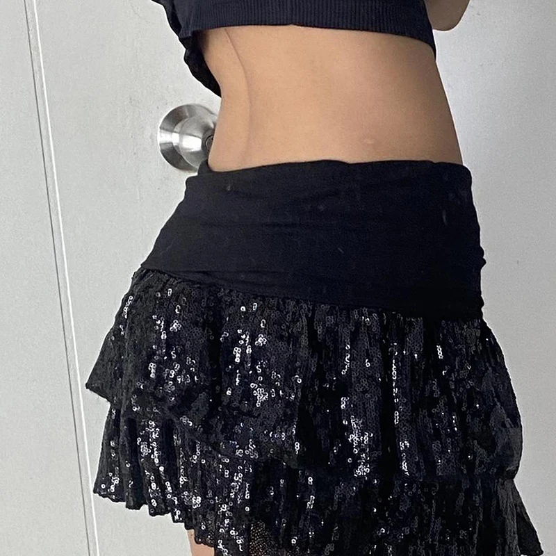 Saia de bolo INS doce e sexy com costura de lantejoulas, perfeita para criar um visual charmoso e brilhante em qualquer celebração. — foto 3