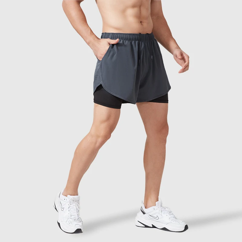 Title 6, Summer Mens Two Piece Double Layer Sports Shor...