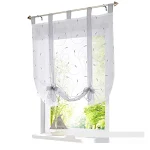 Embroidered Pastoral Adjustable Curtain Rod with Ribbon Roman and Window Screen provides elegant window treatment and li — photo 12