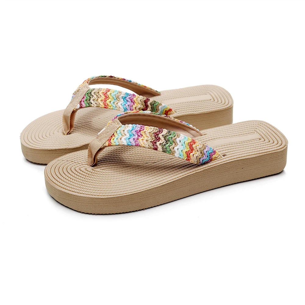 Title 3, Womens PP Grass Imitation Woven Flip Flops Fas...