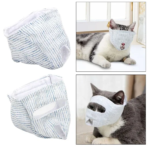 Cat Muzzle for Grooming Surgery Protective Mouth Mask Anti Licking Anti Bite for Grooming Beauty Biting Scratching Nail — photo 5