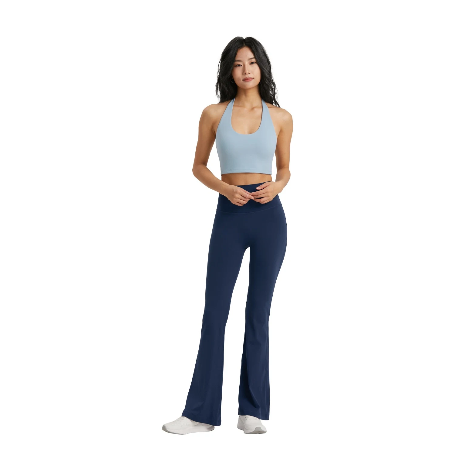 Calças de yoga femininas sem tamanho, boca de sino, cor sólida e casuais. Perfeitas para um look confortável e estiloso em qualquer ocasião. — foto 5