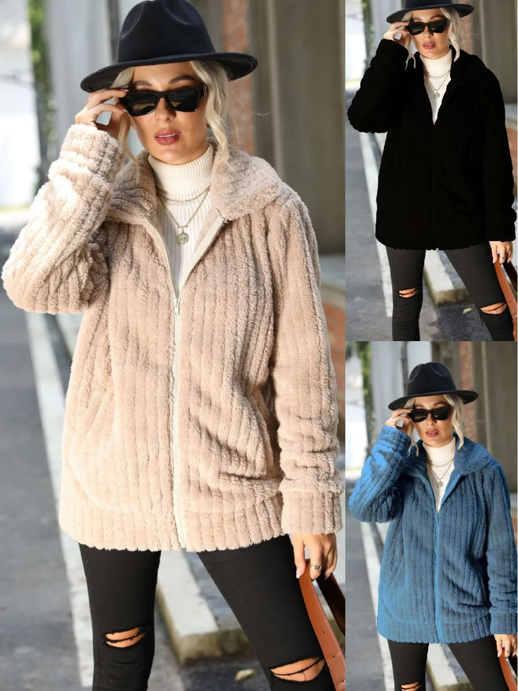 Title 1, Womens Lapel Zipped Long-Sleeve Jacket Stylish...
