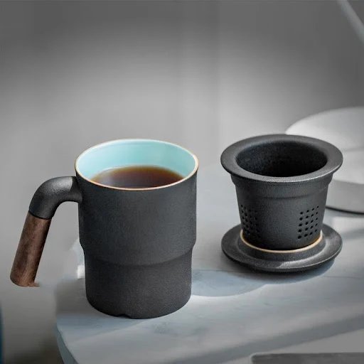 Title 5, Ceramic Tea Cup With Lid Filter for Office. Cus...
