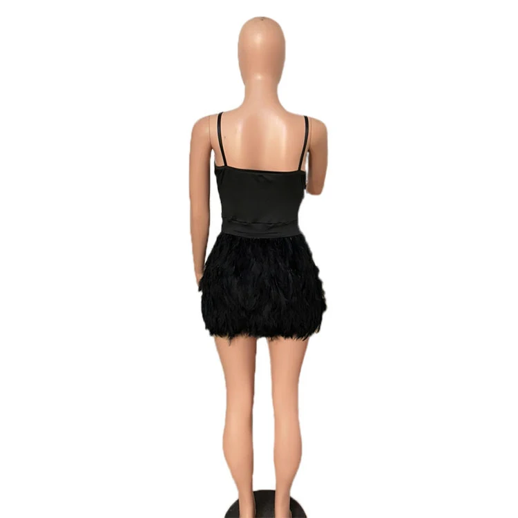 Title 3, Two-piece Jumpsuit With Chicken Feather Skirt S...
