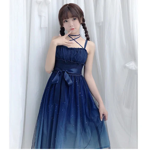 Title 12, Japanese Style Soft Girl Skirt Lolita Starry Sk...