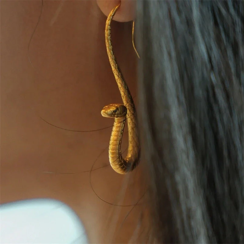 Brincos de ouvido fashion em formato de cobra, personalizados e exagerados, para um visual ousado e cheio de estilo. — foto 11